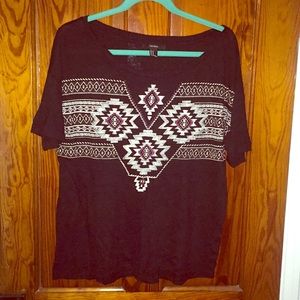 Black short sleeve tribal print shirt